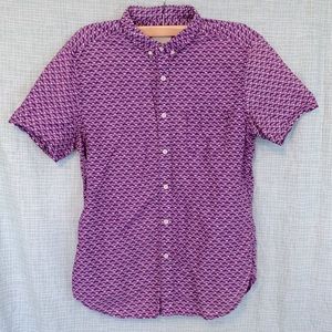 Men’s Purple Aztec Pattern Button-Up Shirt SZ M